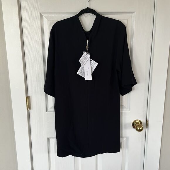 IRO Tonight Dress Black Crepe Draping Cowl Neckline Sheath Mini Dress NWT - Picture 4 of 5